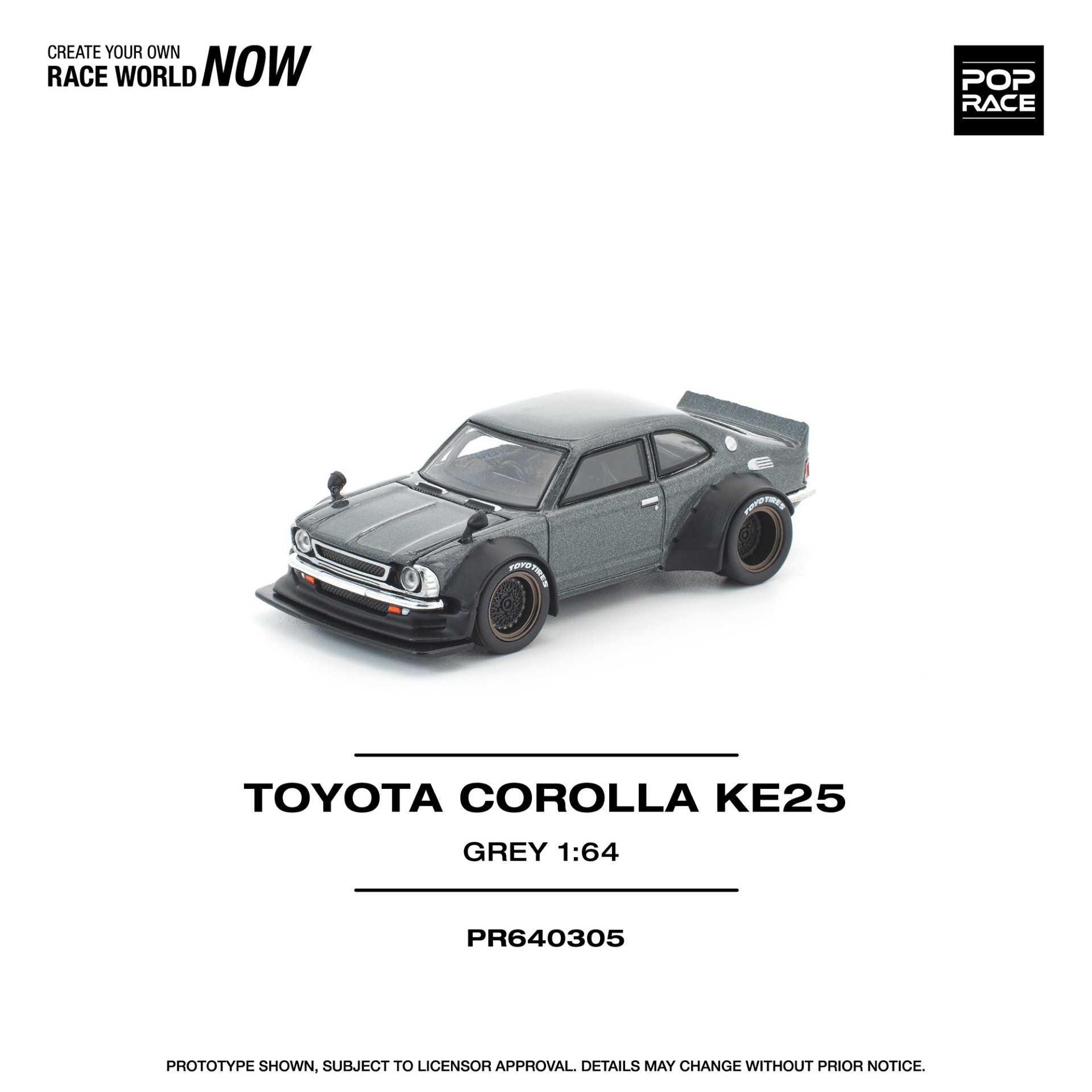 *PREORDEN* POPRACE 1/64 TOYOTA COROLLA KE 25 MATTE GREY - Imagen 2