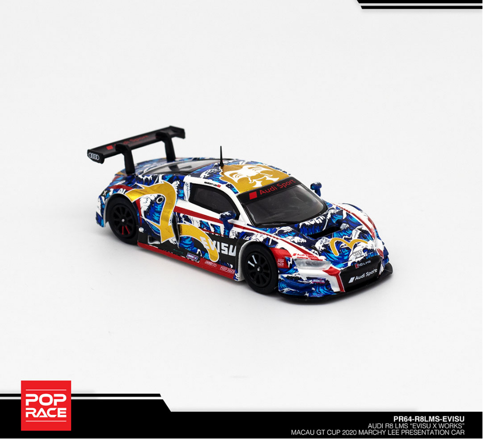 Pop Race 1:64 Audi R8 LMS "EVISU X WORKS" Macau GT CUP 2020 Marchy Lee Presentation Car - Imagen 3