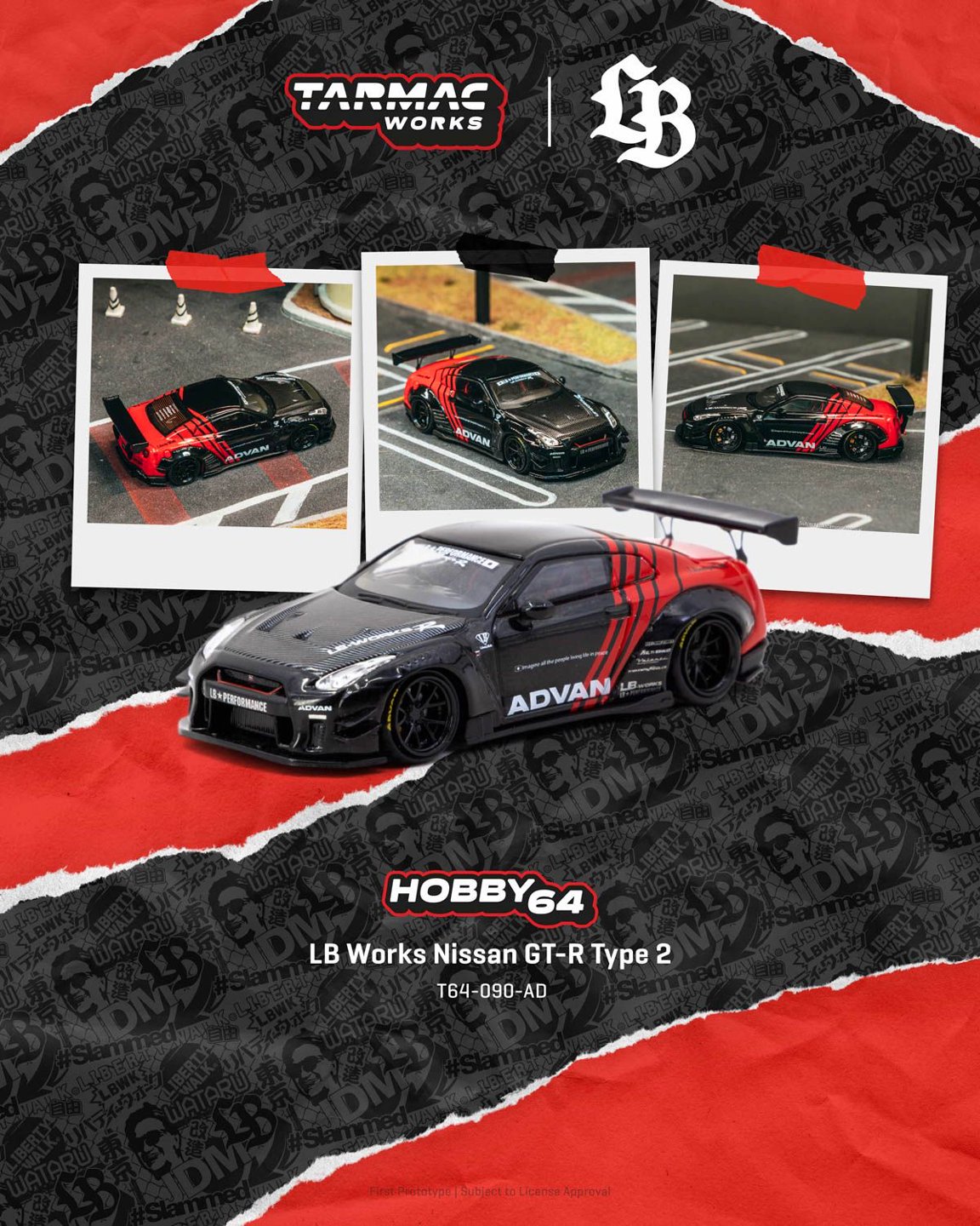 *PREORDEN* Tarmac 1:64 LBWK Nissan GT-R Type 2 Advan