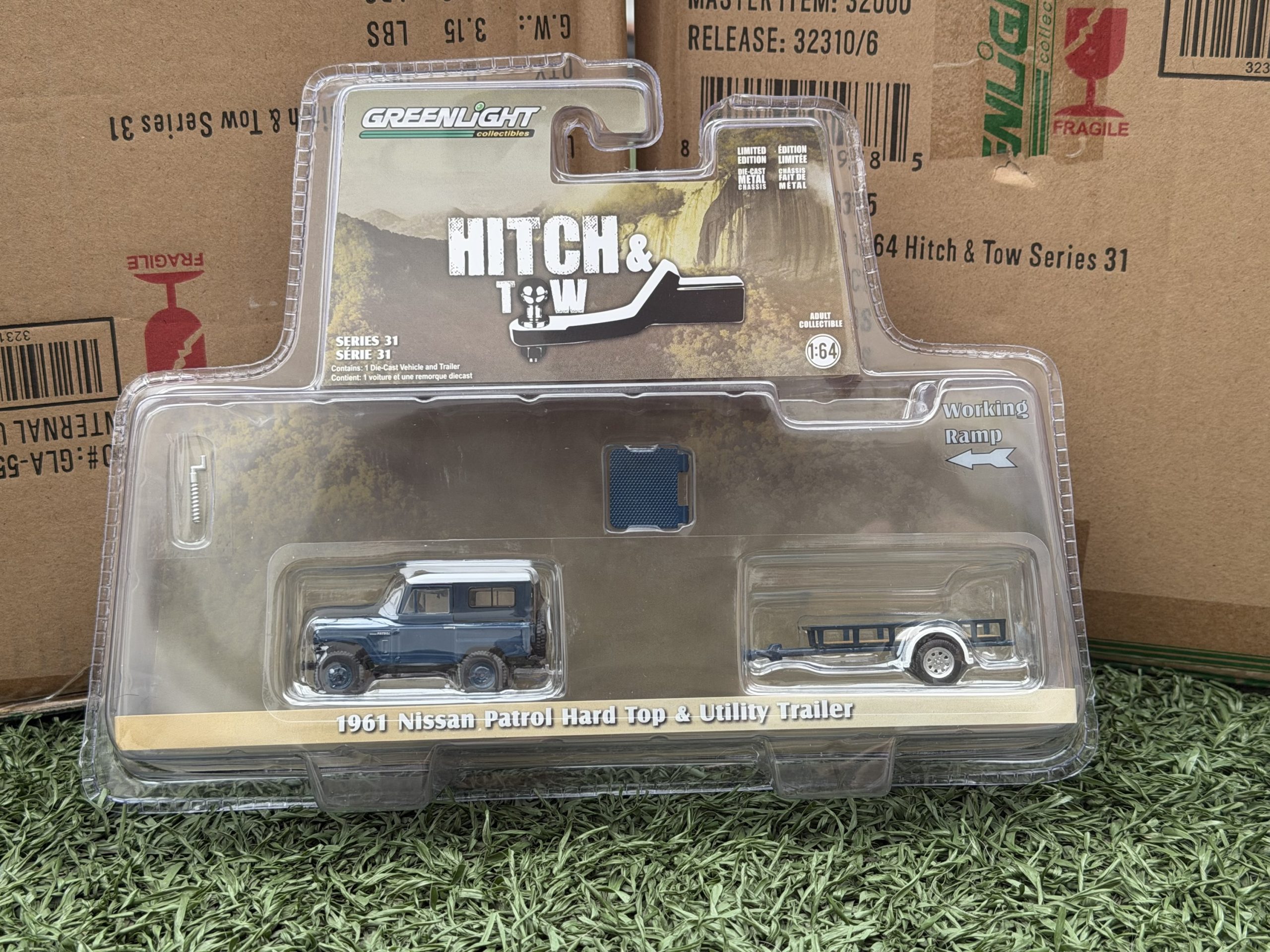 Greenlight 1:64 1961 Nissan Patrol Hard Top with Utility Trailer