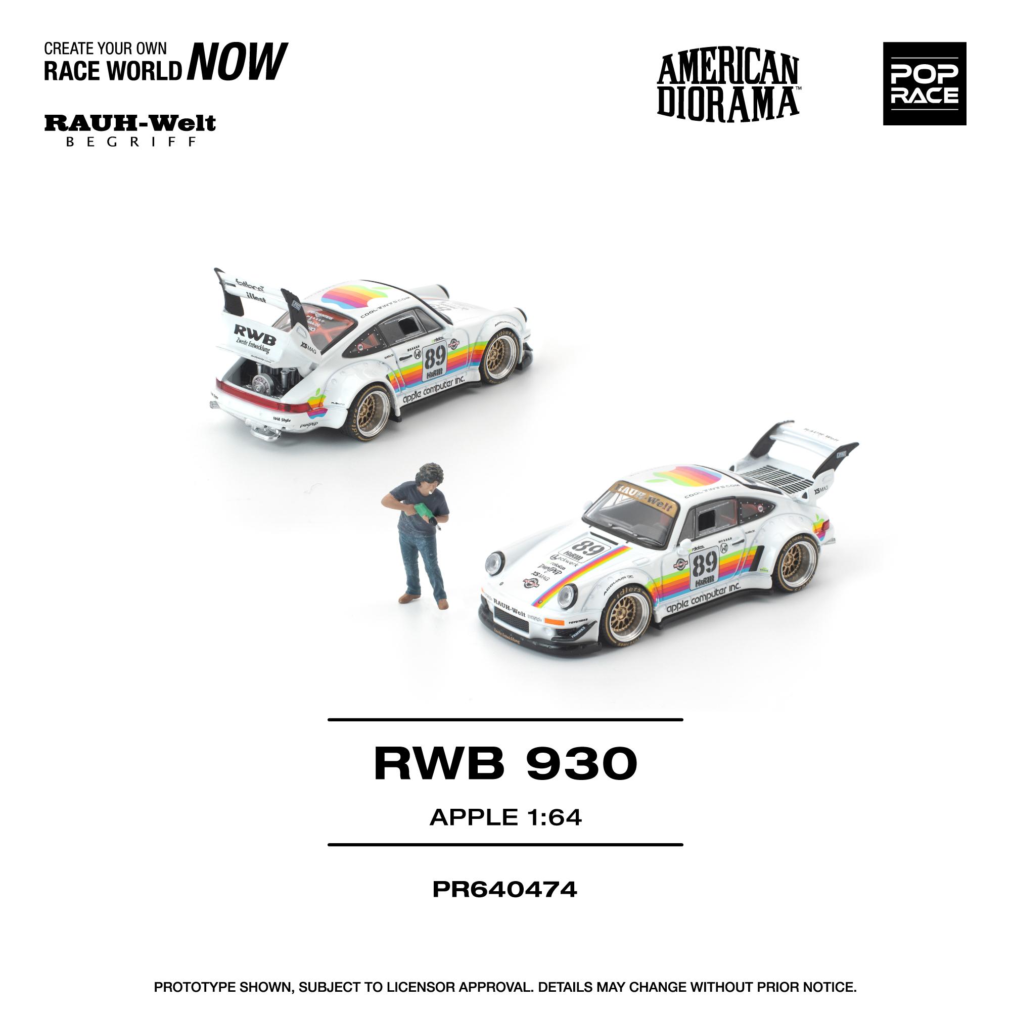 *PREORDEN* Pop Race 1:64 Porsche RWB 930 APPLE con figura