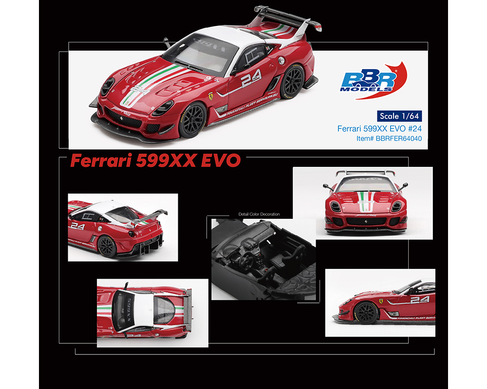 *PREORDEN* BBR Models 1:64 Ferrari 599XX EVO #24 Rojo - Imagen 2