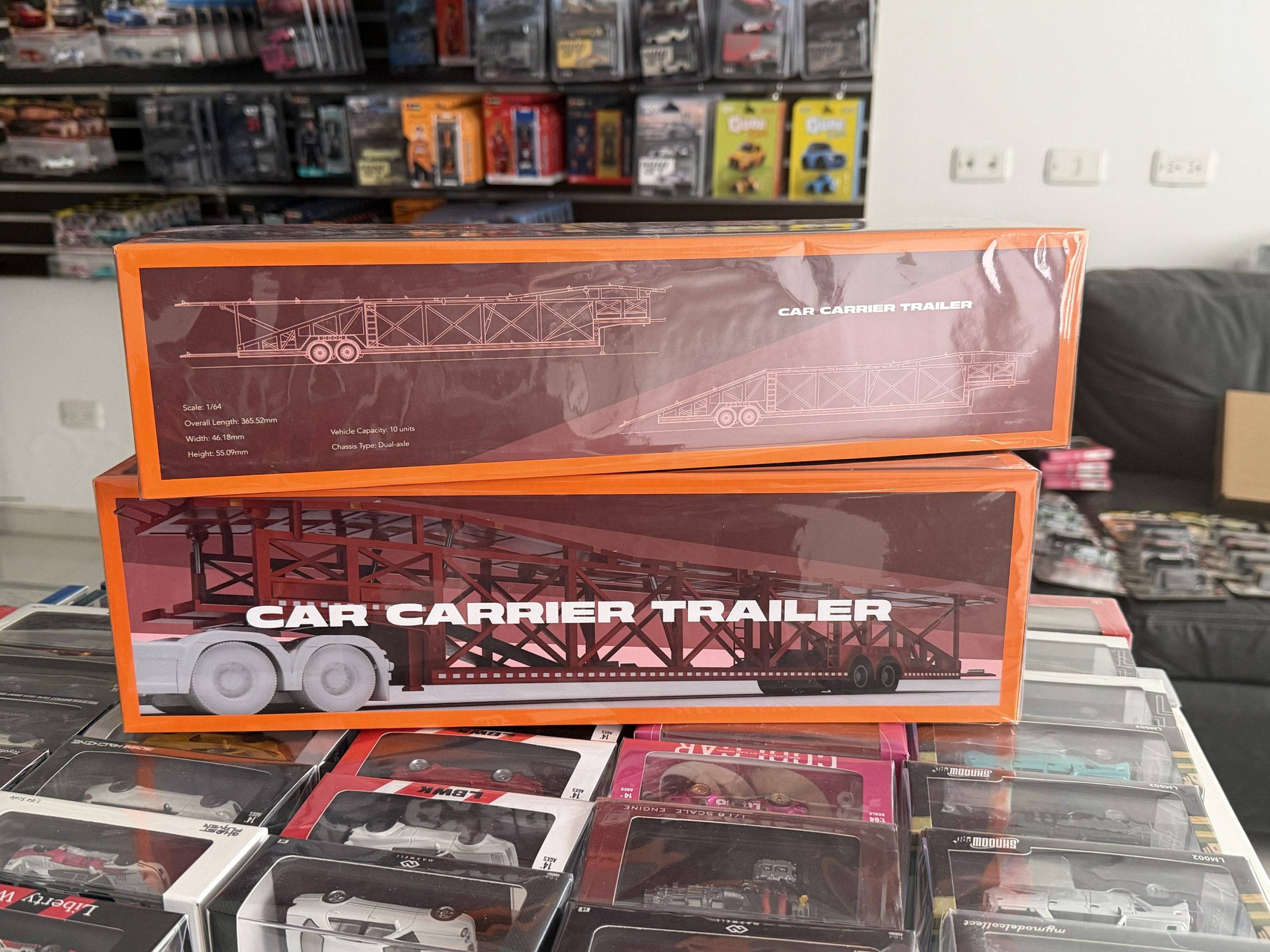 GCD 1:64 Car Carrier Trailer (Niñera) – Rojo (para 10 carros 1/64) - Imagen 2