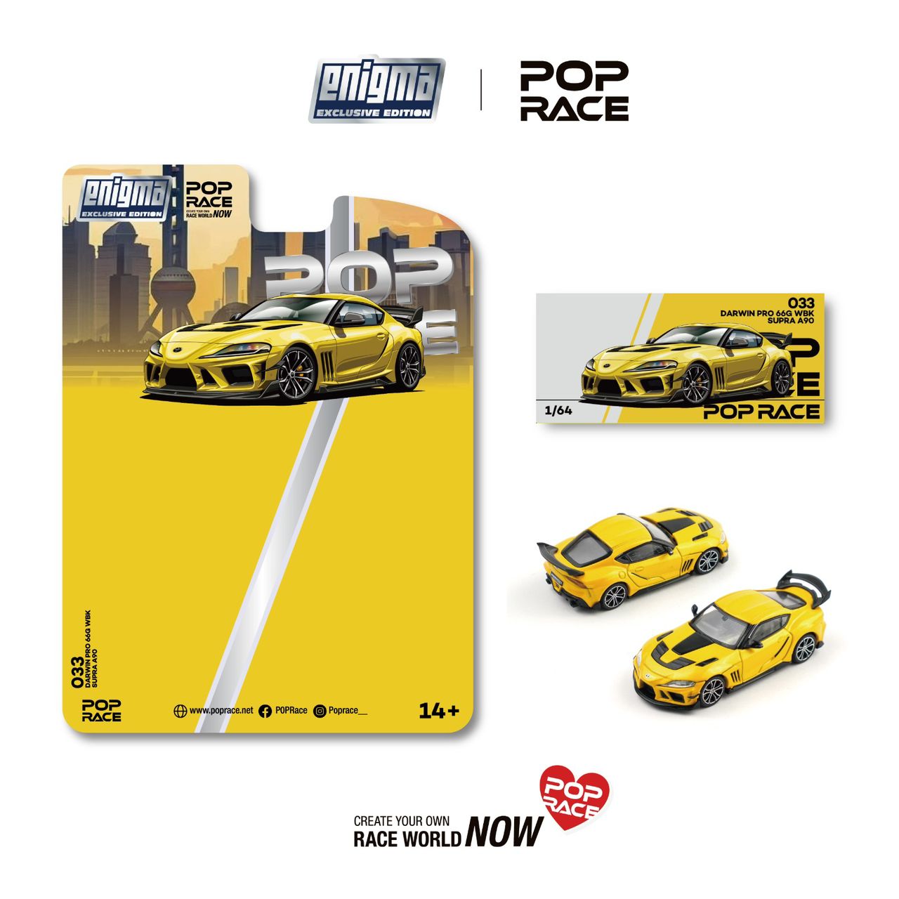 *PREORDEN* Pop Race 1:64 Darwin PRO 66G WBK SUPRA A90 Amarillo