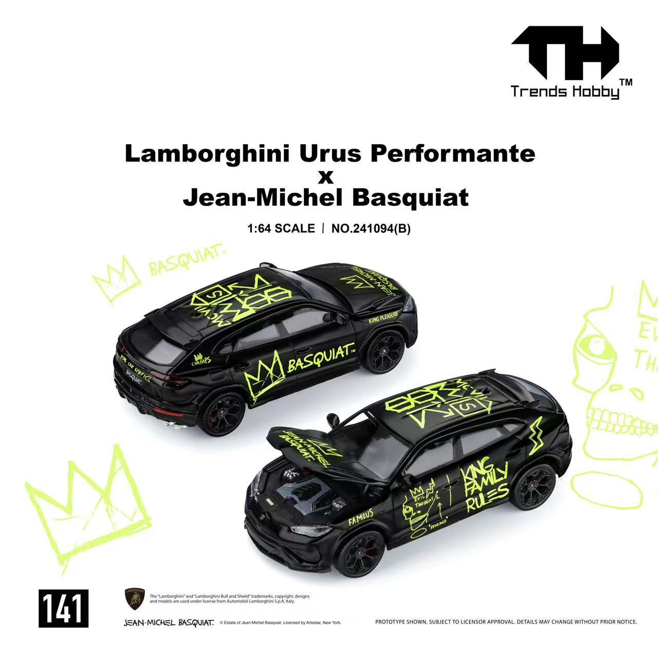 *PREORDEN* Trends Hobby 1:64 Lamborghini Urus Performante x Jean-Michel Basquiat Negra