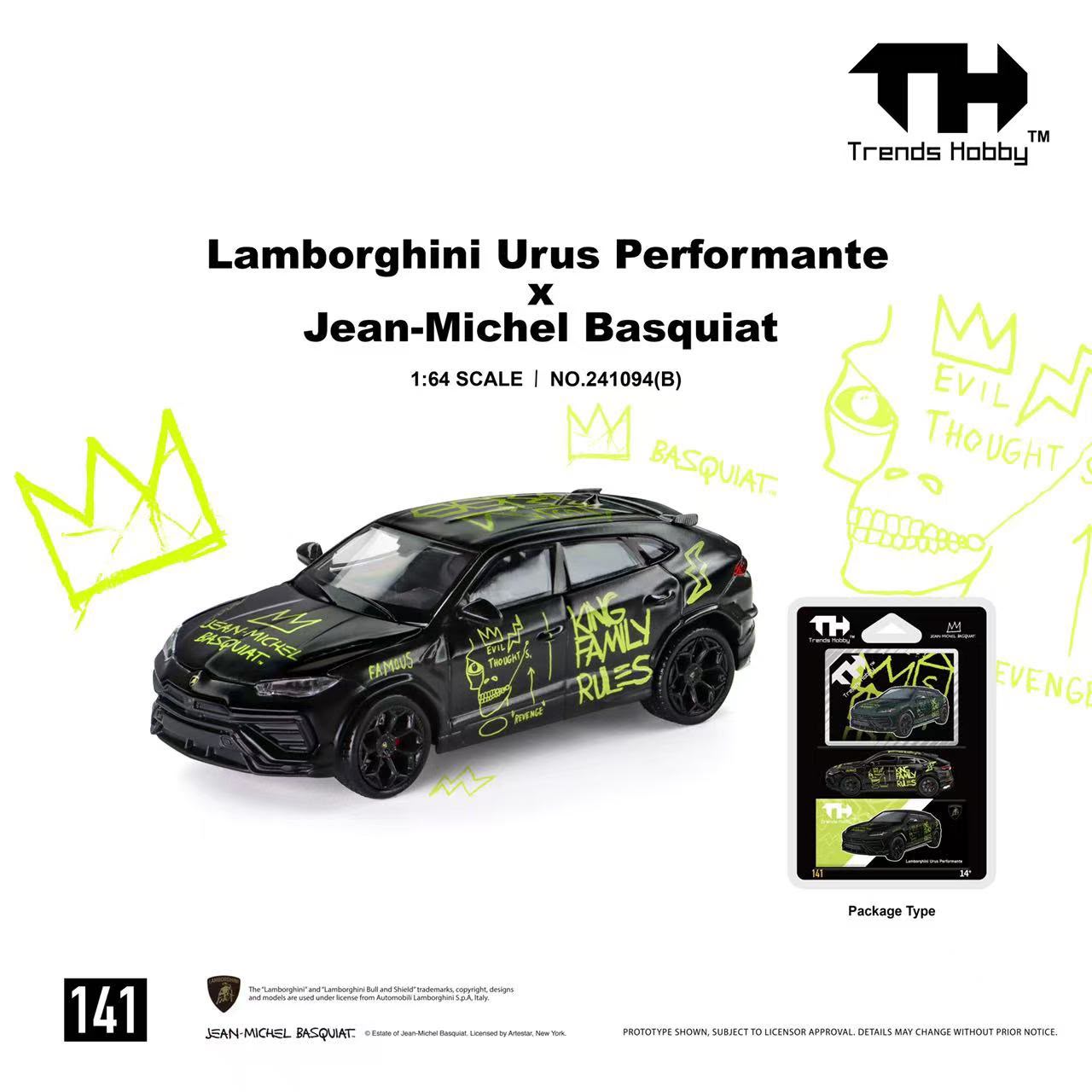 *PREORDEN* Trends Hobby 1:64 Lamborghini Urus Performante x Jean-Michel Basquiat Negra - Imagen 3