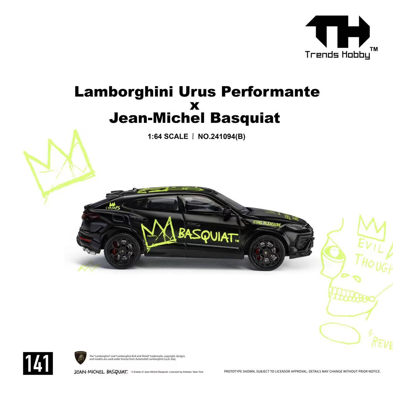 *PREORDEN* Trends Hobby 1:64 Lamborghini Urus Performante x Jean-Michel Basquiat Negra - Imagen 2