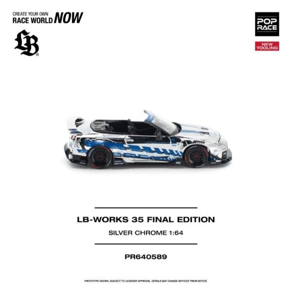 *PREORDEN* Pop Race 1:64 Nissan LB-WORKS 35GT-R Final Edition Silver Chrome - Imagen 4