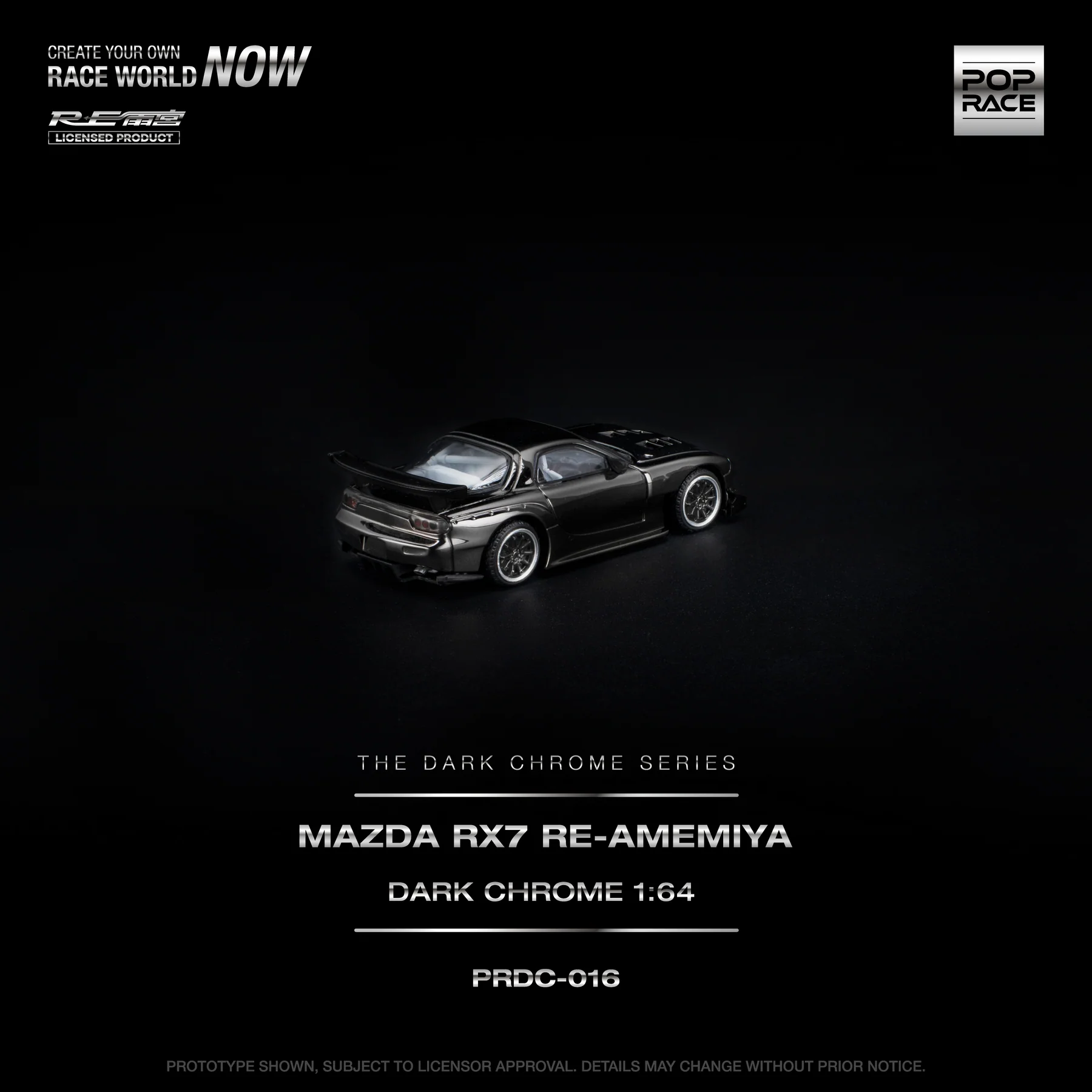*PREORDEN* Pop Race 1:64 Mazda RX-7 RE-AMEMIYA Dark Chrome - Imagen 3