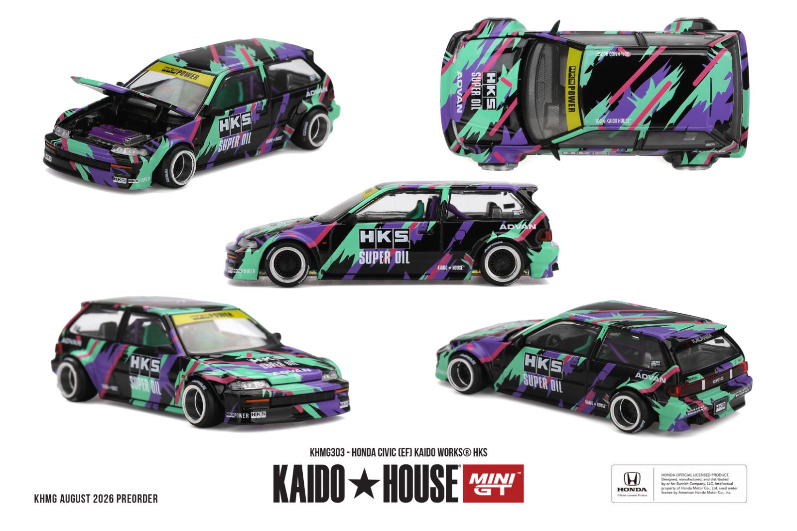 *PREORDEN* Kaido House x Mini GT 1:64 Honda Civic (EF) Kaido Works HKS