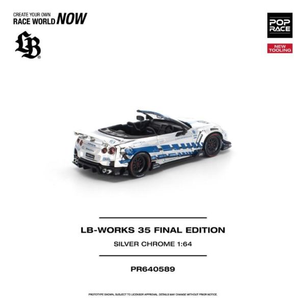 *PREORDEN* Pop Race 1:64 Nissan LB-WORKS 35GT-R Final Edition Silver Chrome - Imagen 2