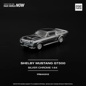 POPRACE 1:64 SHELBY MUSTANG GT500 - SILVER CHROME