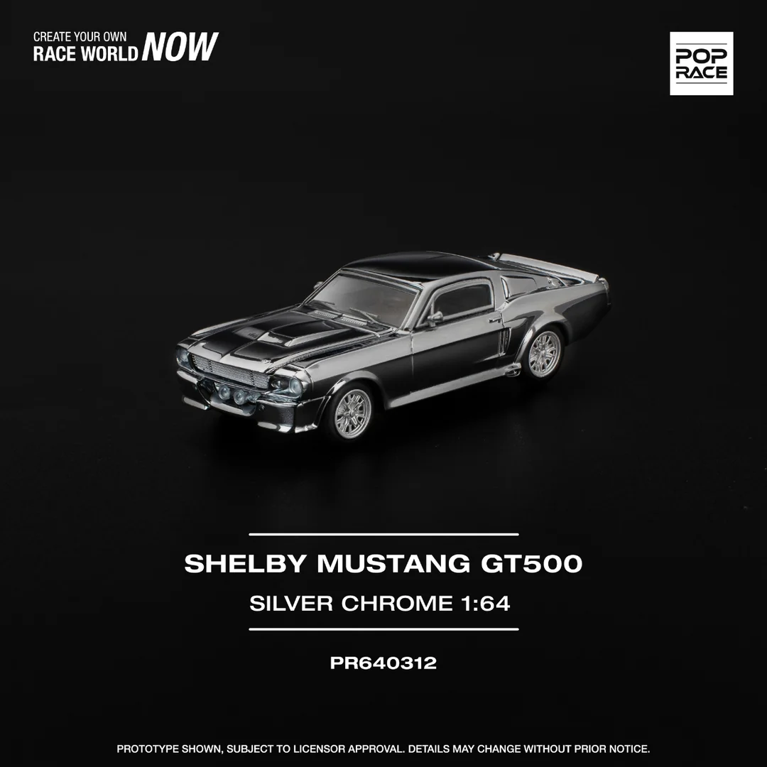 POPRACE 1:64 SHELBY MUSTANG GT500 - SILVER CHROME