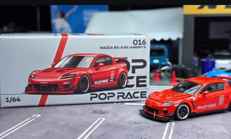 Pop Race 1:64 Enigma Exclusive Mazda RX8 Re-Amemiya Rojo